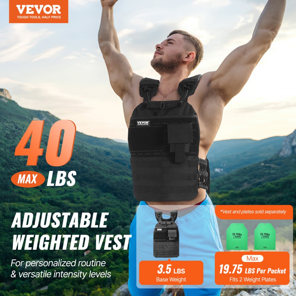 VEVOR Giacca con Pesi per Corsa Regolabile max. 18kg, Giacca con Pesi da Corsa per Allenamento Fisico per Adulti, Giacca con Pesi Attrezzatura da Allenamento per Bodybuilding, Corsa, Jogging, Fitness
