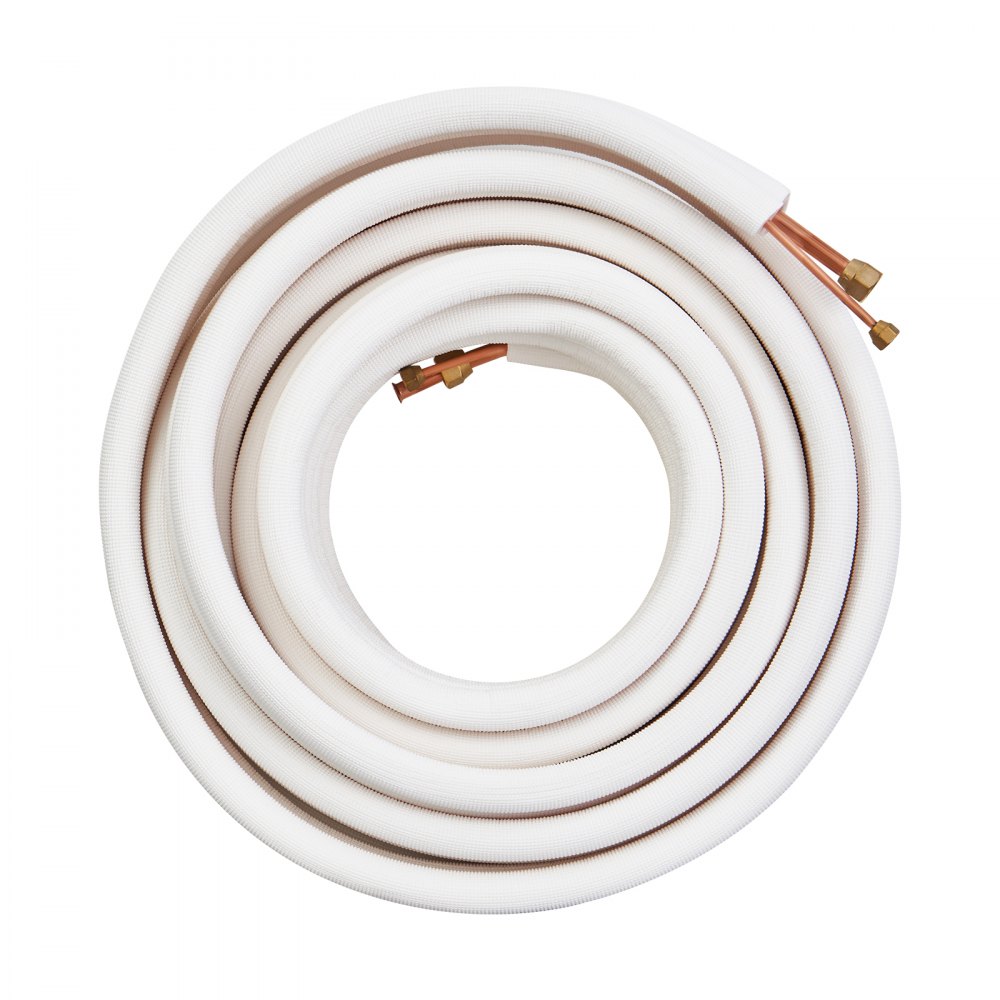 VEVOR 50FT Mini Split Line Set, tubi in rame con diametro esterno da 1/4" e 1/2", per aria condizionata, refrigerante o pompa di riscaldamento e HVAC con strisce di avvolgimento.