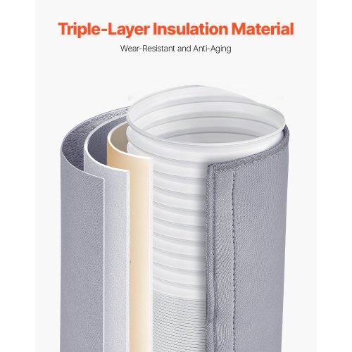 Copertura Isolante Per Tubo Condizionatore Portatile Zoegneer, 150x53 Cm, Universale Per Tubi Da 12,7-15,2 Cm, Risparmio Energetico, Argento