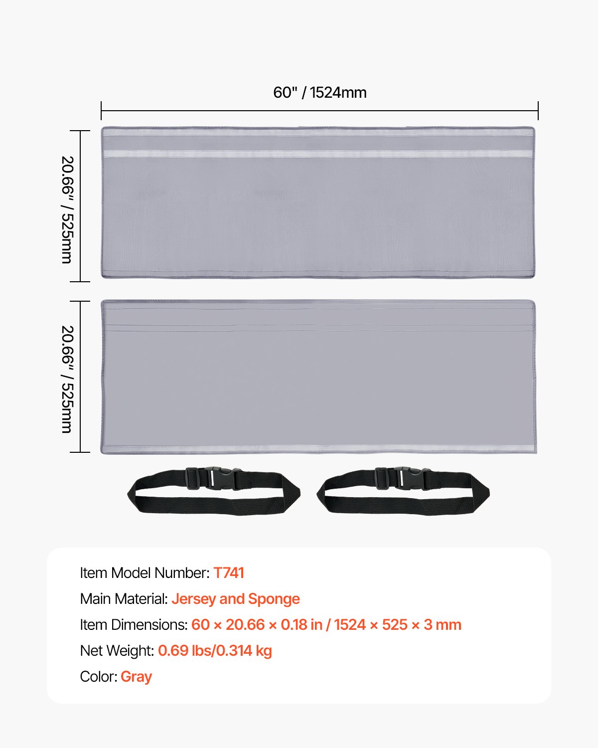 VEVOR Copritubo per Tubo Flessibile Portatile per Condizionatore d'Aria, Guaina Isolante per Tubi di Scarico da 12,7 e 14,9 cm di Diametro, con 2 Cinghie con Fibbia Regolabile, Grigio