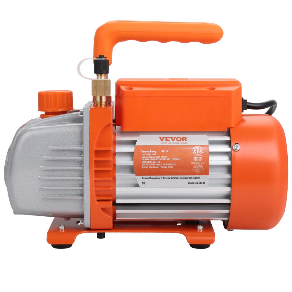 VEVOR Set Manometro e Pompa per Vuoto CA 113,26 L/min Pompa per Vuoto Aria HVAC a Palette Rotanti a Stadio Singolo, con Borsa per Trasporto del Tubo Flessibile Tricolore, Applicabile a R134a, R410a