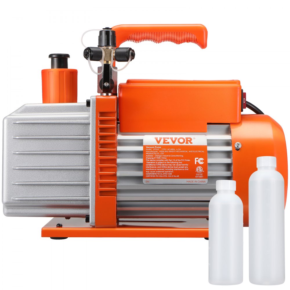 VEVOR Pompa per Vuoto Rotativa a Palette 375 W Pompa per Vuoto per Aria Condizionata a 2 Stadi, 9,3 kg 142 L/min 115 V per Riparazione HVAC, Manutenzione della Refrigerazione, Degasaggio della Resina