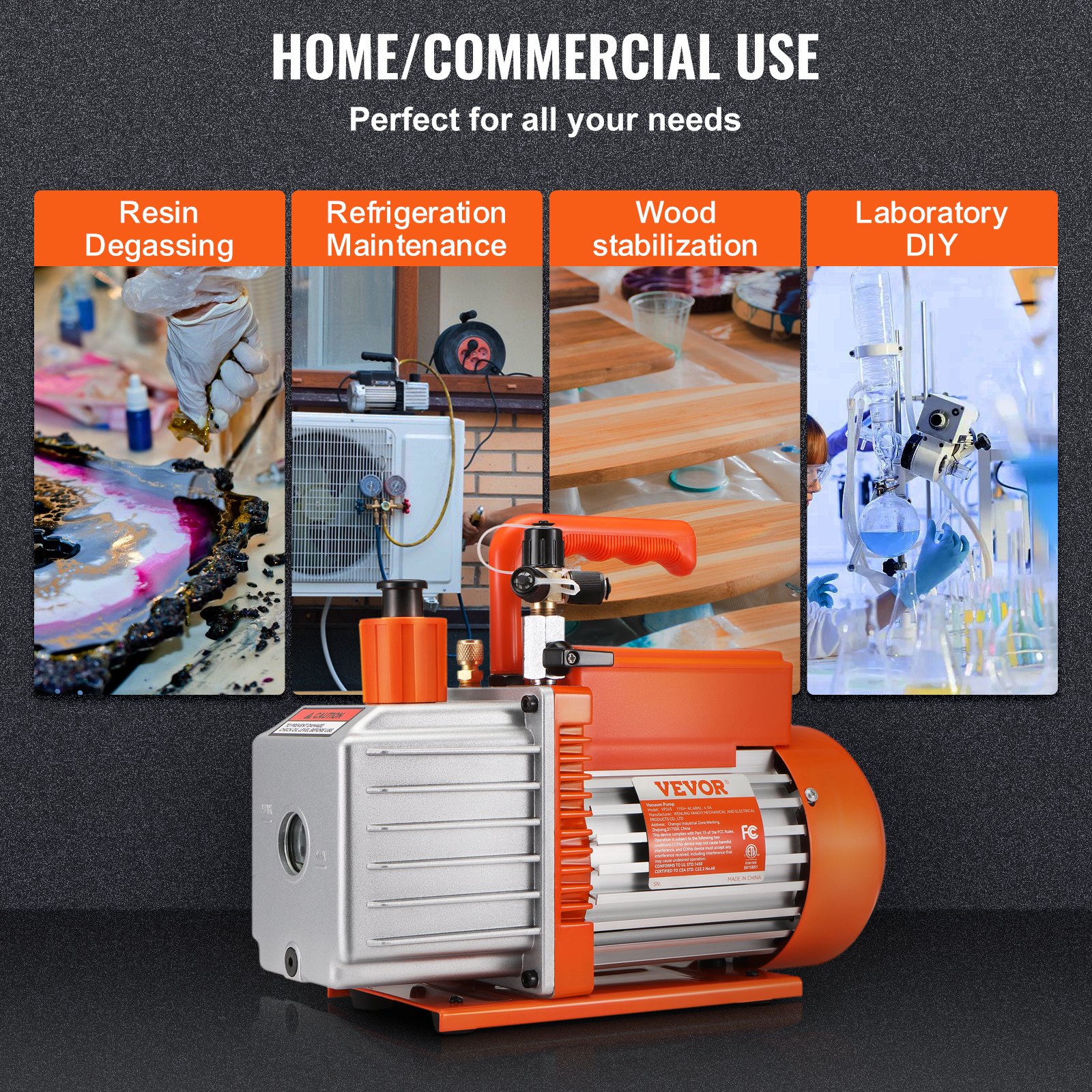 VEVOR Pompa per Vuoto Rotativa a Palette 375 W Pompa per Vuoto per Aria Condizionata a 2 Stadi, 9,3 kg 142 L/min 115 V per Riparazione HVAC, Manutenzione della Refrigerazione, Degasaggio della Resina