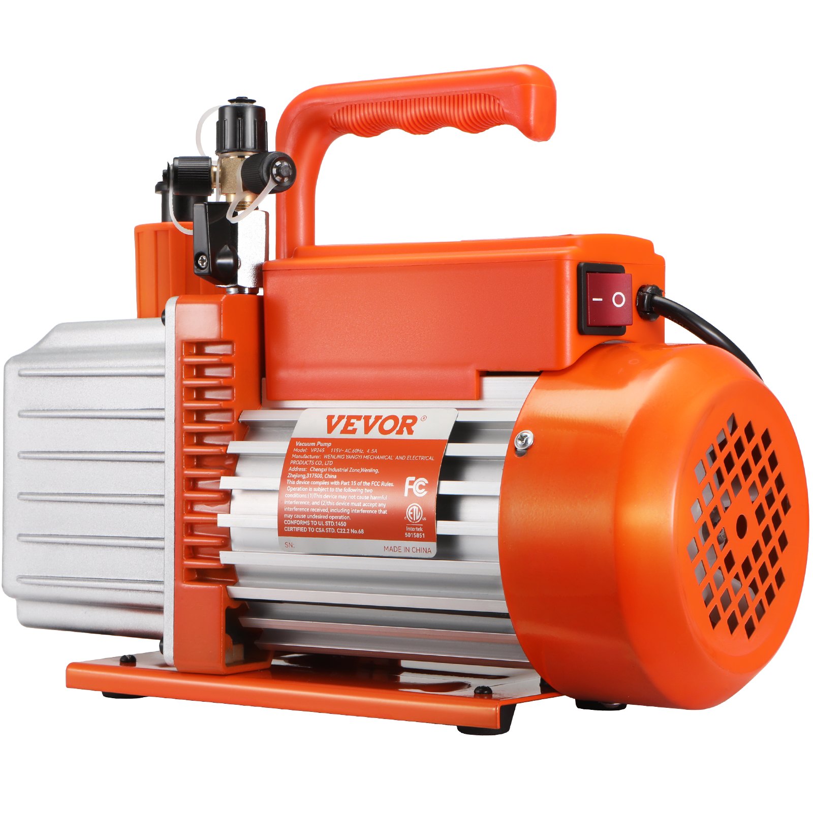 VEVOR Pompa per Vuoto Rotativa a Palette 375 W Pompa per Vuoto per Aria Condizionata a 2 Stadi, 9,3 kg 142 L/min 115 V per Riparazione HVAC, Manutenzione della Refrigerazione, Degasaggio della Resina