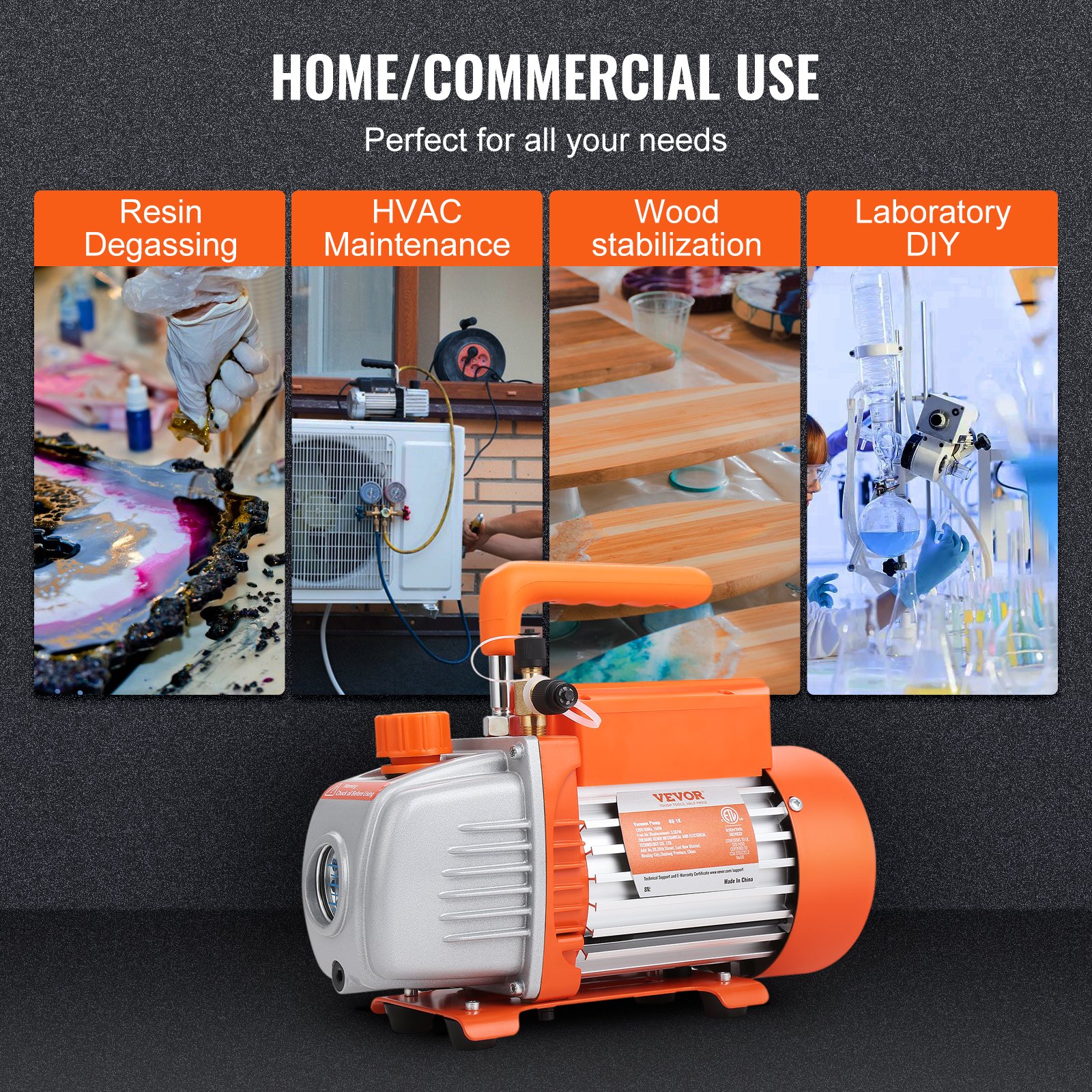 VEVOR Pompa a Vuoto per Refrigerazione Aria Condizionata 150W Pompa a Vuoto Monostadio 100L/min, Pompa Vuoto 5Pa Velocità 1440 giri/min per Auto Riparazione HVAC Manutenzione Degassificazione Resina