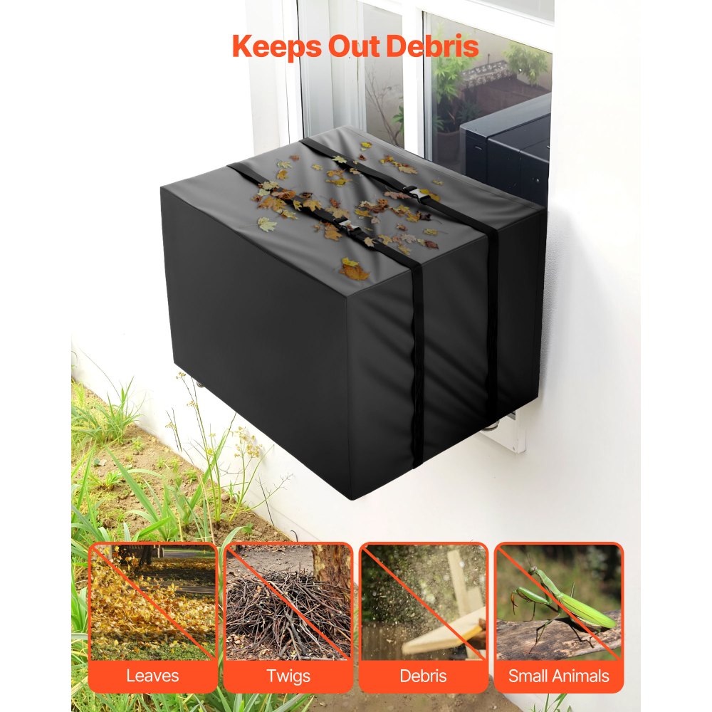 VEVOR Air Conditioner Cover, 530 x 400 x 380 mm Ac Cover for Air Conditioning Unit, Double-Layer, Waterproof Polyester Fabric, Adjustable Shoulder Strap, Universal Size for Outdoor Outside