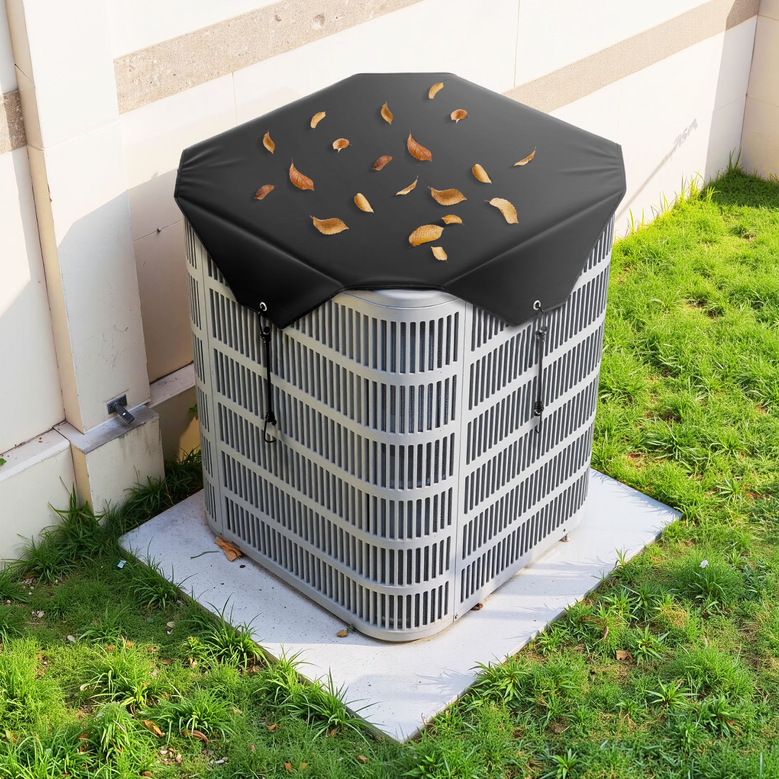 VEVOR Copertura per Aria Condizionata da Esterno 81x81 cm, Copertura Protettiva da Detriti per Condizionatore, Fodera in Tessuto di Poliestere e PVC, Misura Universale