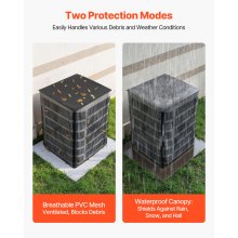 VEVOR Copertura per Aria Condizionata da Esterno 91,4 x 91,4 x 101 cm, Copertura Protettiva da Detriti Pioggia per Condizionatore, Tessuto in Poliestere Rete in PVC, Misura Universale