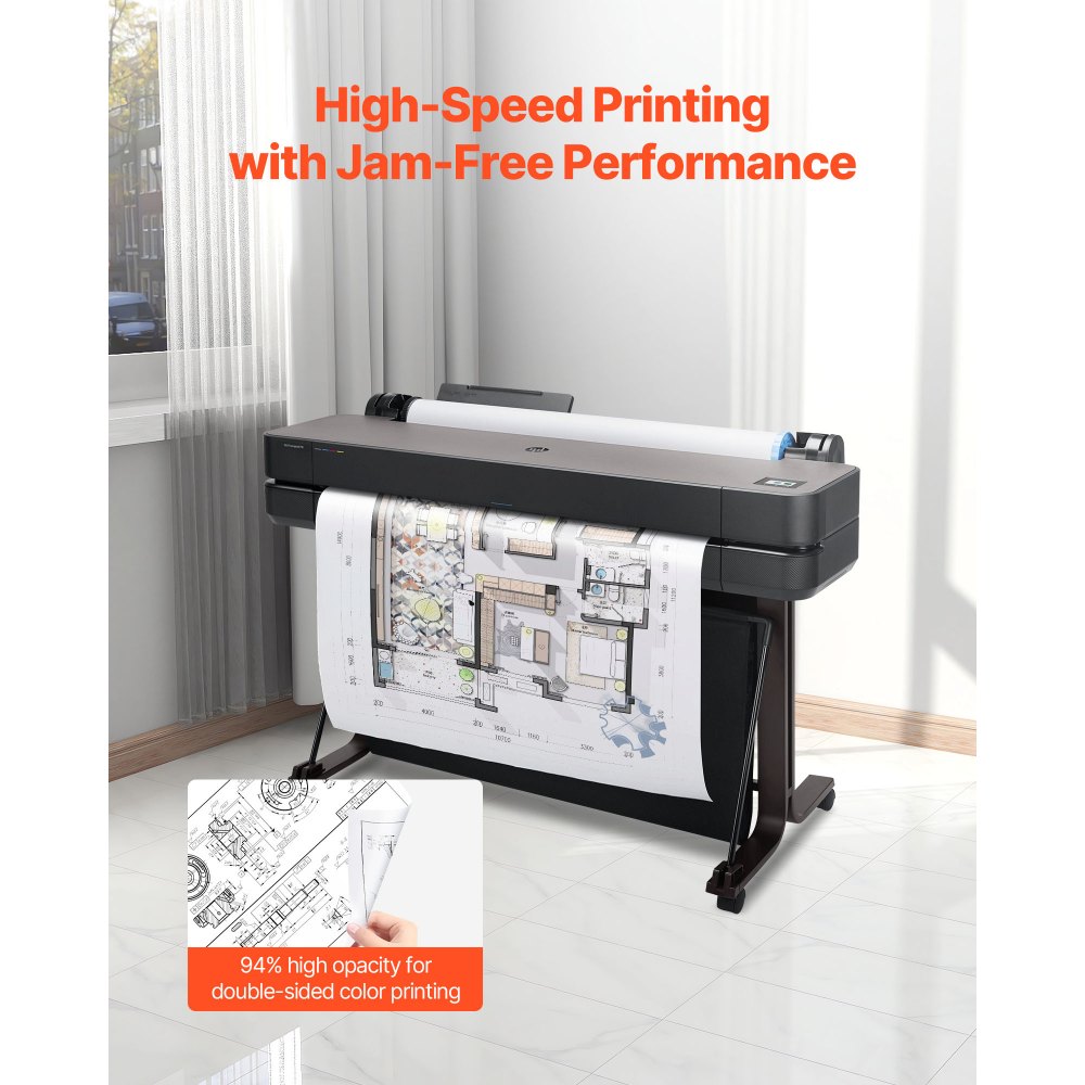VEVOR Rotoli Carta Plotter, Rotolo per Stampe Compatibile con Plotter da 9,07 kg Ideali per Disegni CAD Piani Tecnici Mappe GIS Progetti Architettonici Carta, 2 Pezzi Lunghezza 91,4 m