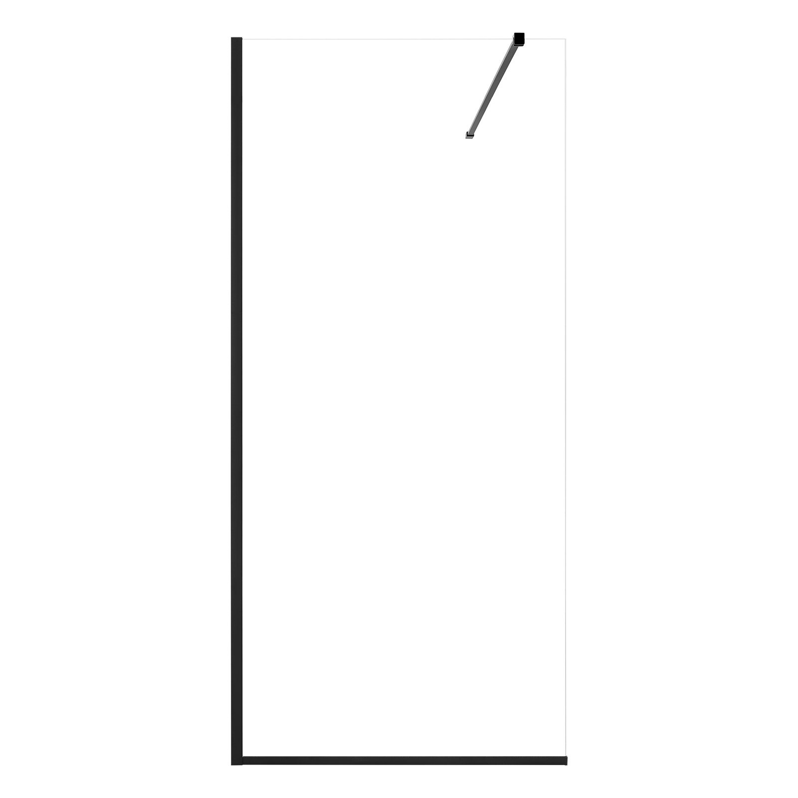 VEVOR Parete da Doccia da Bagno, Parete Doccia Angolare 86,4x187 cm con Pannello Trasparente da 8 mm e Cornice in Alluminio Resistente, Profilo Lucido e Telaio Completo, per Bagno, Nero Opaco