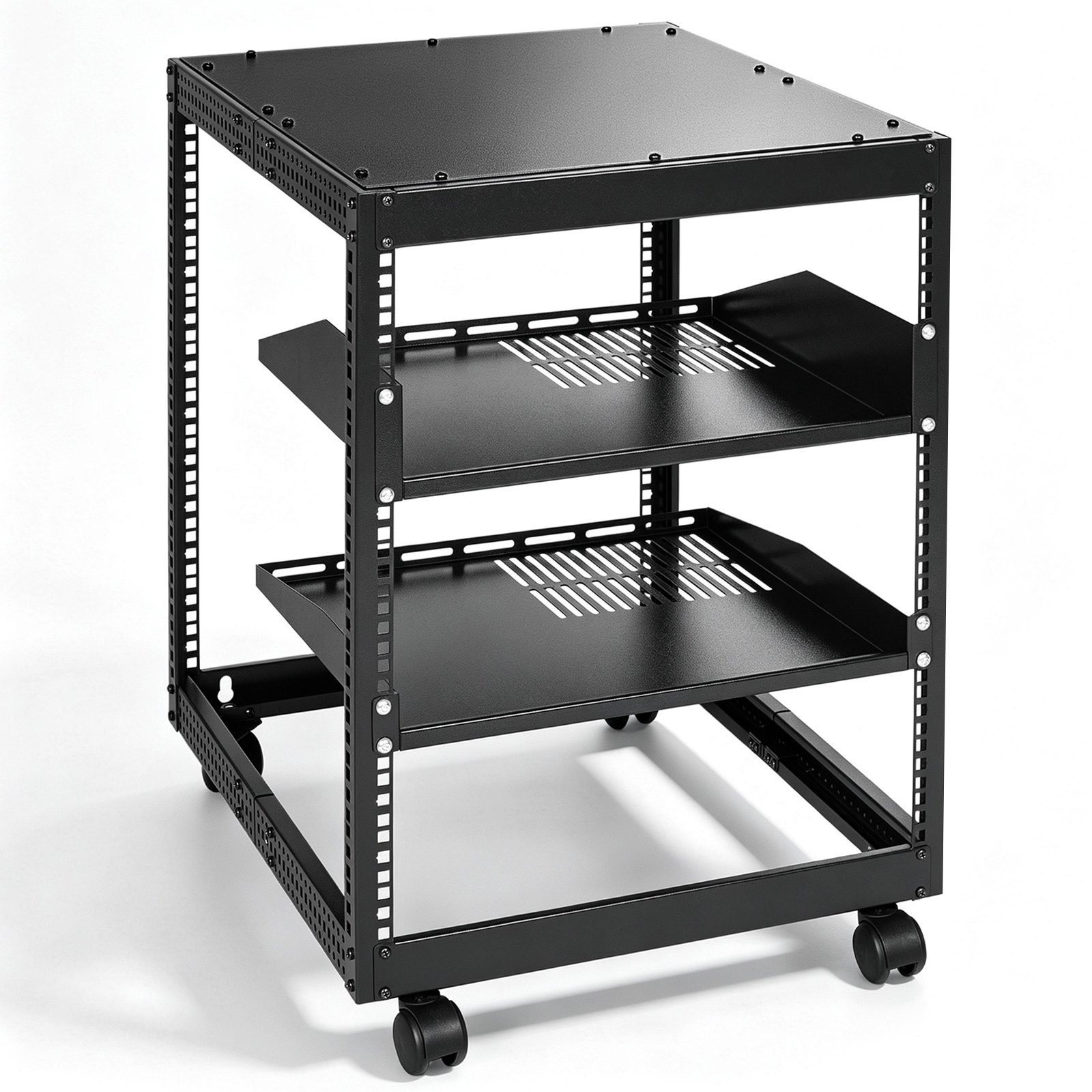VEVOR 12U Recinzione di rete per rack per server a telaio aperto a 4 montanti 58,4-101,6 cm/23''-40'' Regolabile