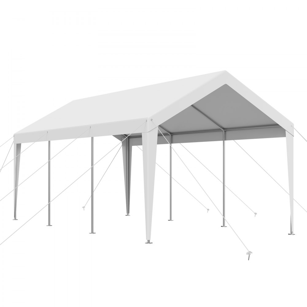 VEVOR Carport, 3.05x6.09x2.87 m Car Shelter, Tent Garage, Garage Tent, Galvanized Car Shelter, UV-Resistant, Year-Round Protection, Storage Shed for Car, Boat, Motorcycle, White