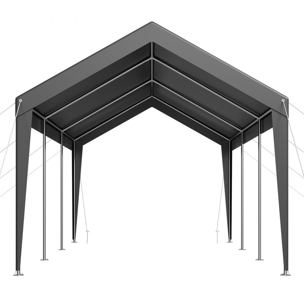 VEVOR Posto Auto Coperto Esterno, Riparo per Auto 3,05 x 6,09 x 2,87 m, Tettoia Potabile con Pareti Laterali e Porta Rimovibili, Resistente ai Raggi UV e all'Acqua, per Auto e Barca, Grigio