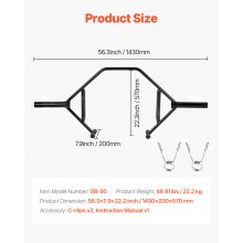 VEVOR Bilanciere Esagonale con Telaio Aperto, Barre per Shrug da 50 mm e Capacità di 360 kg con Impugnature Zigrinate, Attrezzatura per Sollevamento Pesi e Allenamento della Forza per Palestra