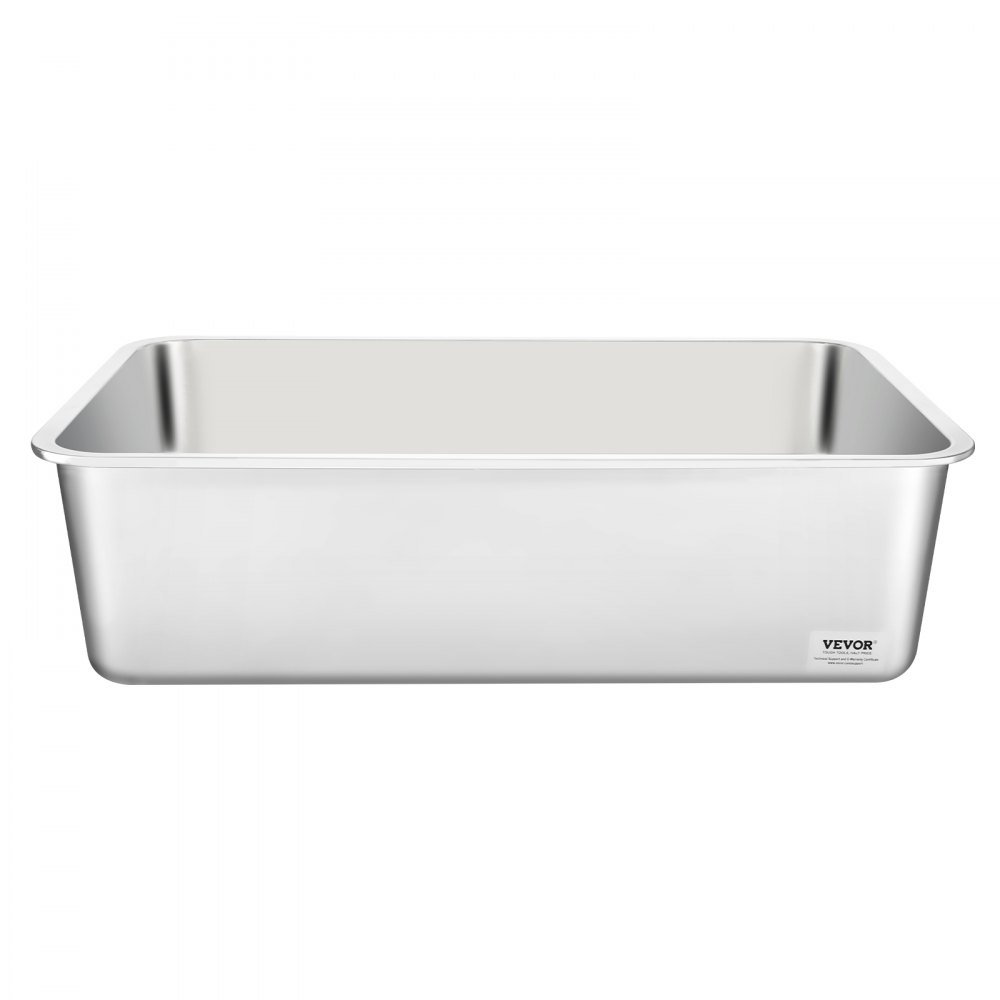 VEVOR Cat Litter Box 2-Pack, 600 x 400 x 150 mm, XL Extra-Large Stainless Steel Cat Litter Box with Scoop, Wide Filter Base & High Rim, Odorless, Free-Filling Tray Litter Box for Large Cats