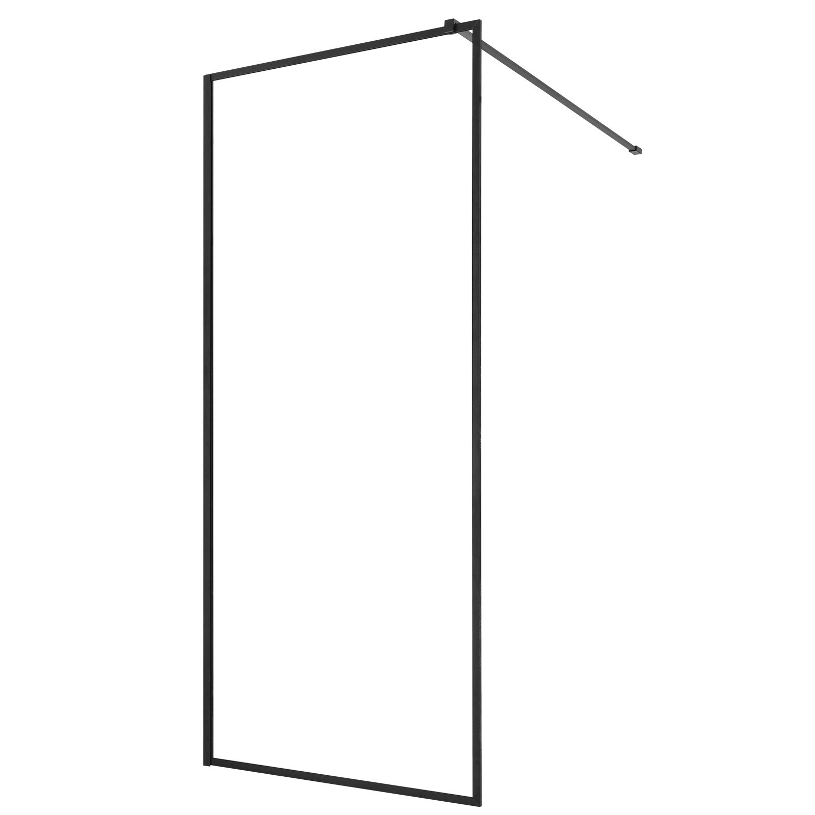 VEVOR Parete Doccia con Telaio Completo 86,4x187 cm, Pannello per Box Doccia Fisso Walk in, Vetro Temperato Trasparente Spessore 8 mm con Guarnizione Inferiore e Ferramenta Cornice in Alluminio Nero