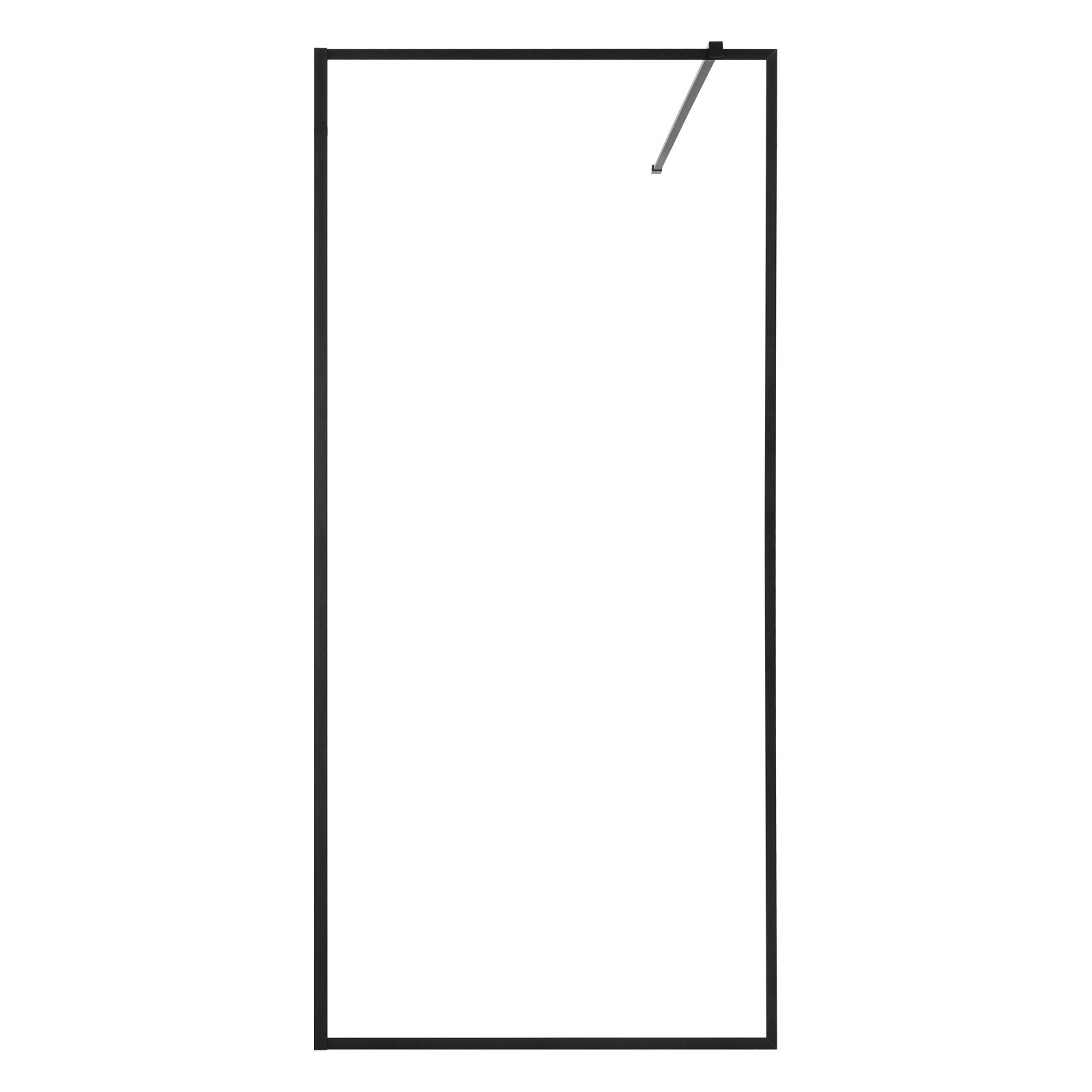 VEVOR Parete Doccia con Telaio Completo 86,4x187 cm, Pannello per Box Doccia Fisso Walk in, Vetro Temperato Trasparente Spessore 8 mm con Guarnizione Inferiore e Ferramenta Cornice in Alluminio Nero