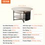 VEVOR Tavolino da Caffè con Piano Sollevabile 900 x 900 x 510 mm Tavolino da Caffè Rotondo con Tasche Portaoggetti Extra, Tavolino da Caffè Sollevabile 19,8 kg per Ufficio, Soggiorno, Grigio Scuro