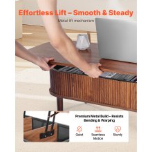 VEVOR Tavolino da Caffè con Piano Sollevabile da 1000 mm, Tavolino Ovale 3 Scomparti Nascosti, Scrivania in Legno con Spazio di Archiviazione, Piano per Casa e Ufficio, Facile da Montare, Noce