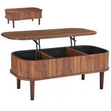 VEVOR Tavolino da Caffè con Piano Sollevabile da 1000 mm, Tavolino Ovale 3 Scomparti Nascosti, Scrivania in Legno con Spazio di Archiviazione, Piano per Casa e Ufficio, Facile da Montare, Noce