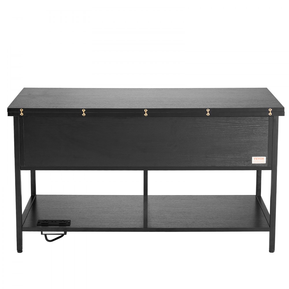 VEVOR Tavolino da Caffè Sollevabile 1000 x 500 x 552 mm Tavolino da Caffè Rettangolare, con Tasche Portaoggetti Extra, Tavolino da Caffè Ribaltabile con Illuminazione Ambientale per Soggiorno, Nero