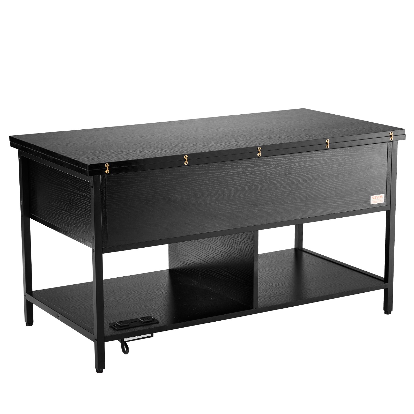 VEVOR Tavolino da Caffè Sollevabile 1000 x 500 x 552 mm Tavolino da Caffè Rettangolare, con Tasche Portaoggetti Extra, Tavolino da Caffè Ribaltabile con Illuminazione Ambientale per Soggiorno, Nero