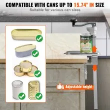 VEVOR Apriscatole Manuale, Apriscatole Commerciale per Lattine di Grandi Dimensioni, Apriscatole, Apriscatole Industriale per Lattine Fino a 40 cm di Altezza, per Ristorante, Hotel, Bar Domestico