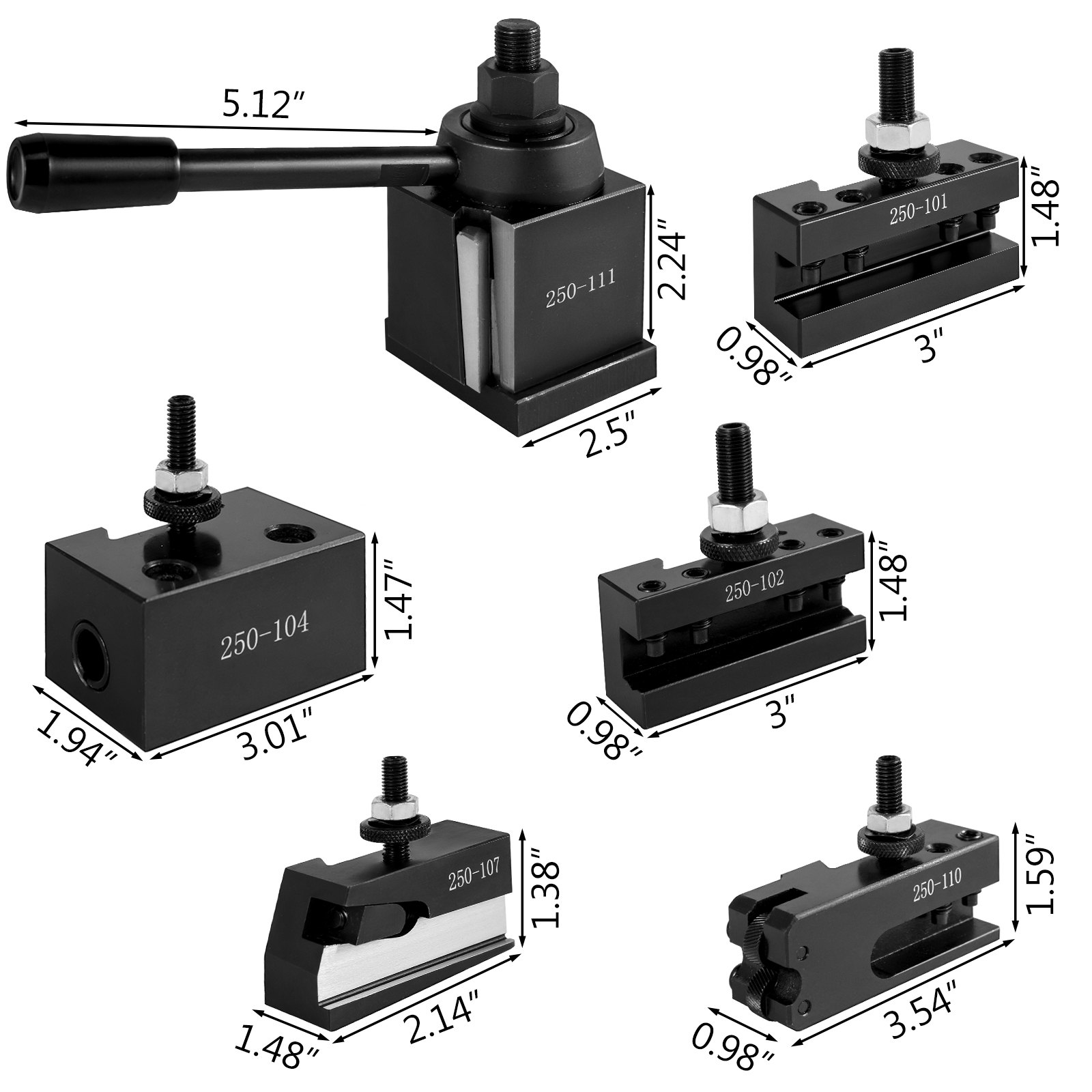 Vevor Kit Portautensili 250-111 Alta Precisione Per Torni Ordinari E Cnc Da 6 Pz