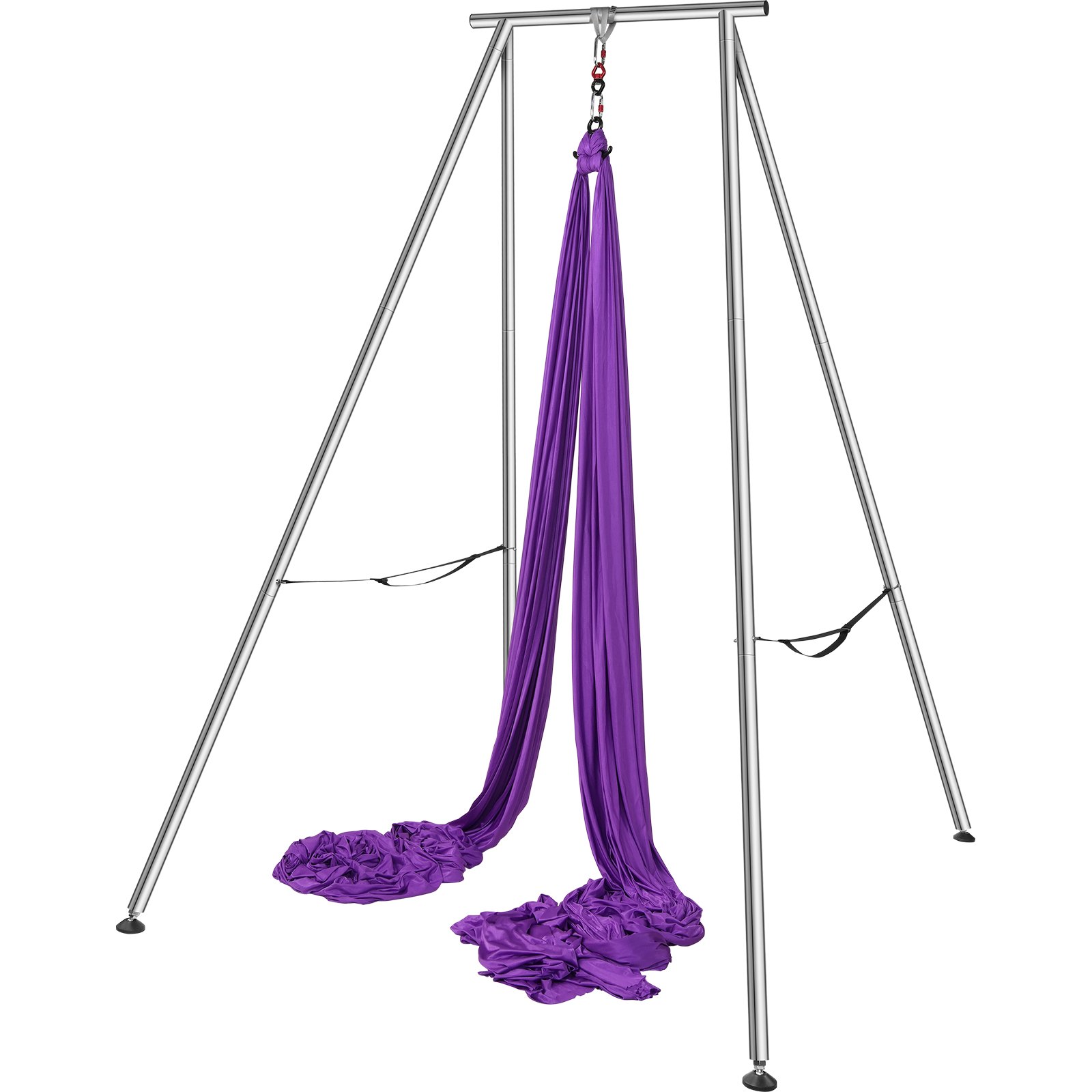 VEVOR Aerial Yoga Hammock with Yoga Frame 12 x 2.6 m, Purple Yoga Swing Air Flying, Yoga Swing Hammock Swing 250 kg Max. Load Capacity, incl. Yoga Socks & Foot Pads, Anti-Gravity Exercises