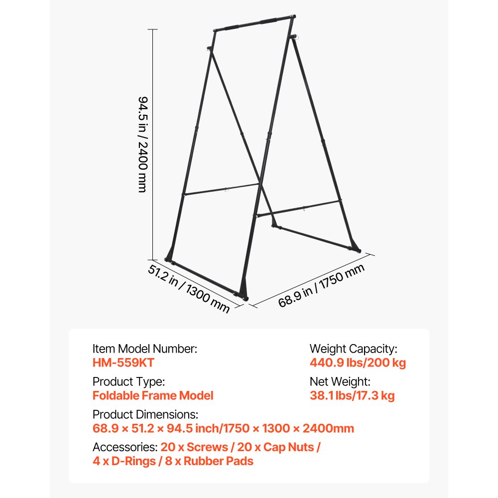 VEVOR Yoga Stand Frame, Max 200 kg Load Swing Stand, Triangular Structure Yoga Aerial Rig, Aerial Silk Stands with EVA Foam, 4-Level Horizontal & 6-Level Vertical Adjustment, Multi-Functional