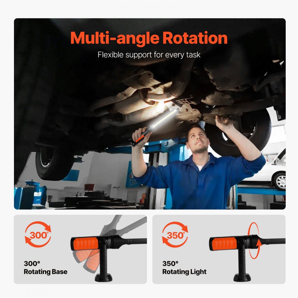 VEVOR Workshop Lamp 1450 LM, Work Light, 4400 mAh Work Headlight, Magnetic LED Light, Work Lamp for Mechanics, for Car Repair, Inspection, Garage, Workshop, Emergency Lighting