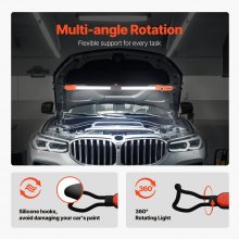 VEVOR Luce da Lavoro Sottocofano 2300 LM Luce LED Brillante Ricaricabile da 6000 mAh Barra Luminosa da Lavoro Portatile per Meccanici Senza Fili con Ganci, per Riparazione Auto, Ispezione, Garage