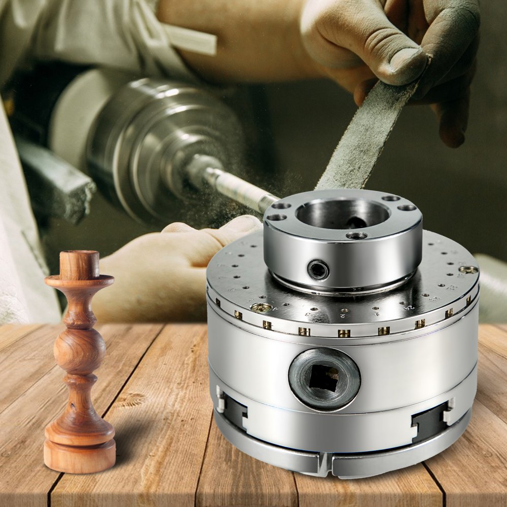 VEVOR Mandrino 4 Griffe per Tornio 100mm/4pollici Mandrino Autocentrante per Tornio Legno Set di Accessori Mandrino