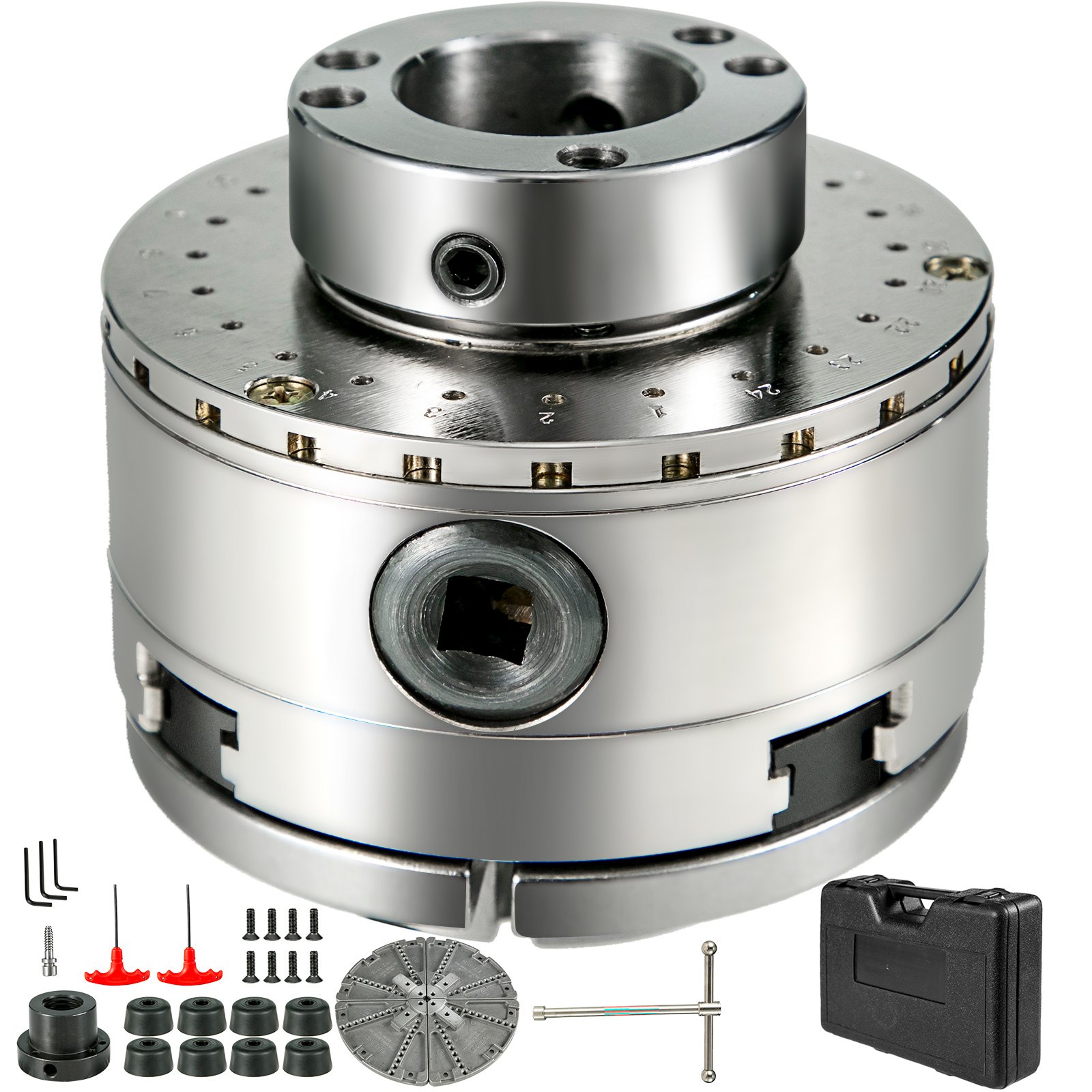 VEVOR Mandrino 4 Griffe per Tornio 100mm/4pollici Mandrino Autocentrante per Tornio Legno Set di Accessori Mandrino