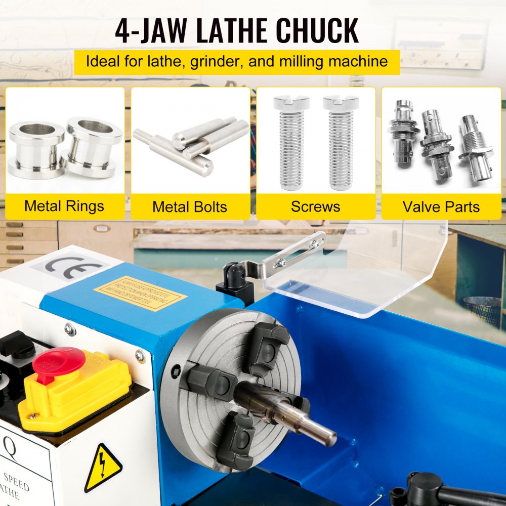 VEVOR VEVOR Accessorio Morsetto Mandrino a 4 Ganasce, Diametro 2,75 Pollici  2,71 Libbre Mandrino per Tornio in Acciaio a Mascella Indipendente per  Tornio per Legno, Tornio in Metallo, Trapano e Fresatrice
