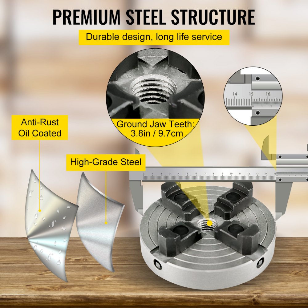 Mandrino per Tornio Mandrino Autocentrante Indipendente da 6 Pollici per la Lavorazione del Legno