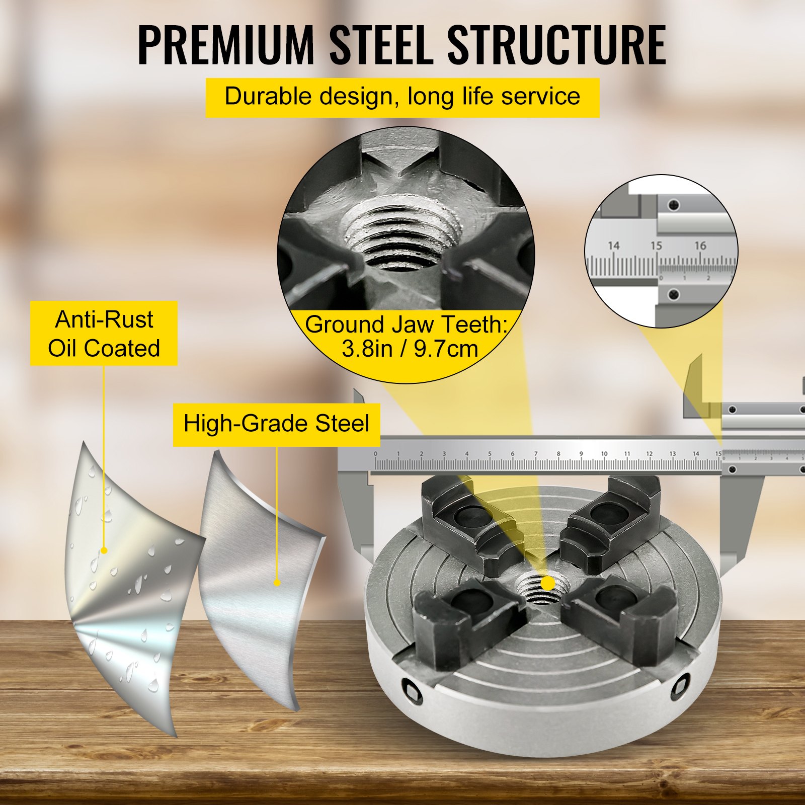 Mandrino per Tornio Mandrino Autocentrante Indipendente da 6 Pollici per la Lavorazione del Legno