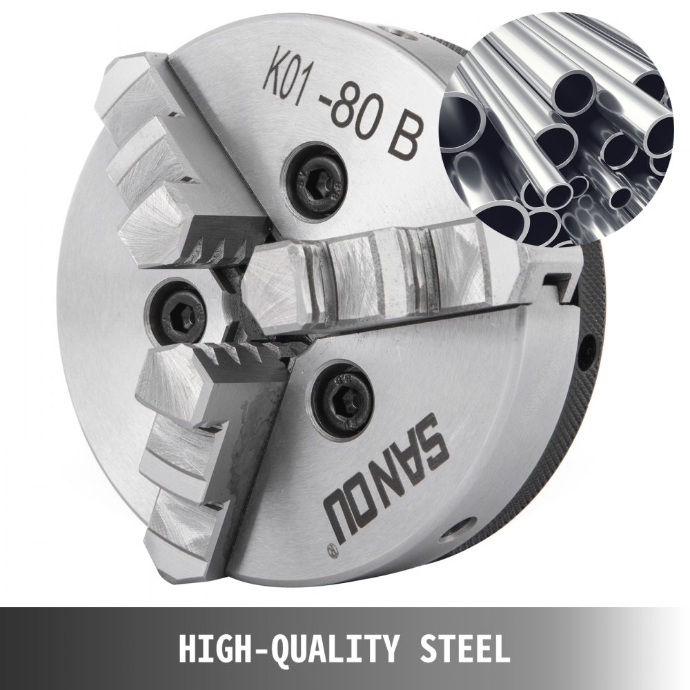 Mandrino Per Tornio K01-80b 80mm 3 Griffe Cast Iron Internal Jaw