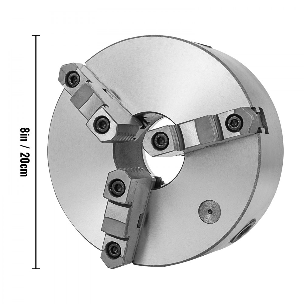 VEVOR Mandrino per tornio K11-200 a 3 griffe, mandrino autocentrante con griffe in acciaio temprato, rettifica interna ed esterna per tornio, trapano e fresatrice