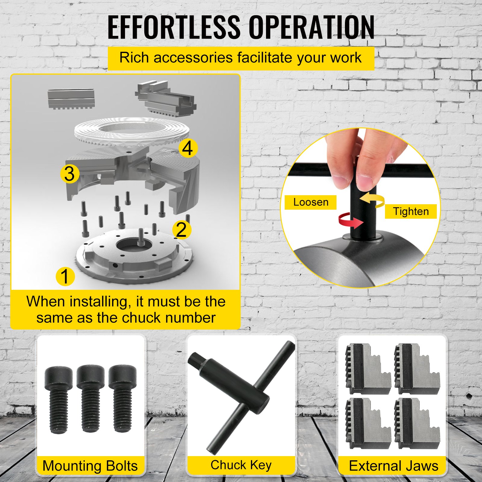 VEVOR Mandrino per Tornio a 4 Ganasce con Due Set di Ganasce, 6.3 Pollici 3-M8 Precisione 0,007 mm Velocità 3600 RPM per Tutti I Tipi di Torni Generici, Torni CNC Economici, Smerigliatrici, Fresatrici