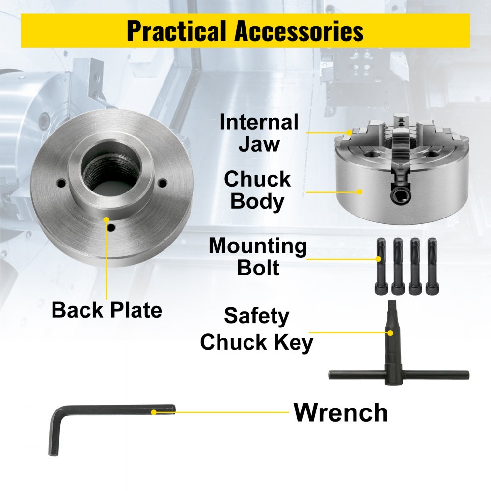 Vevor Accessorio Morsetto Mandrino A 4 Ganasce Mandrino Autocentrante Per Tornio