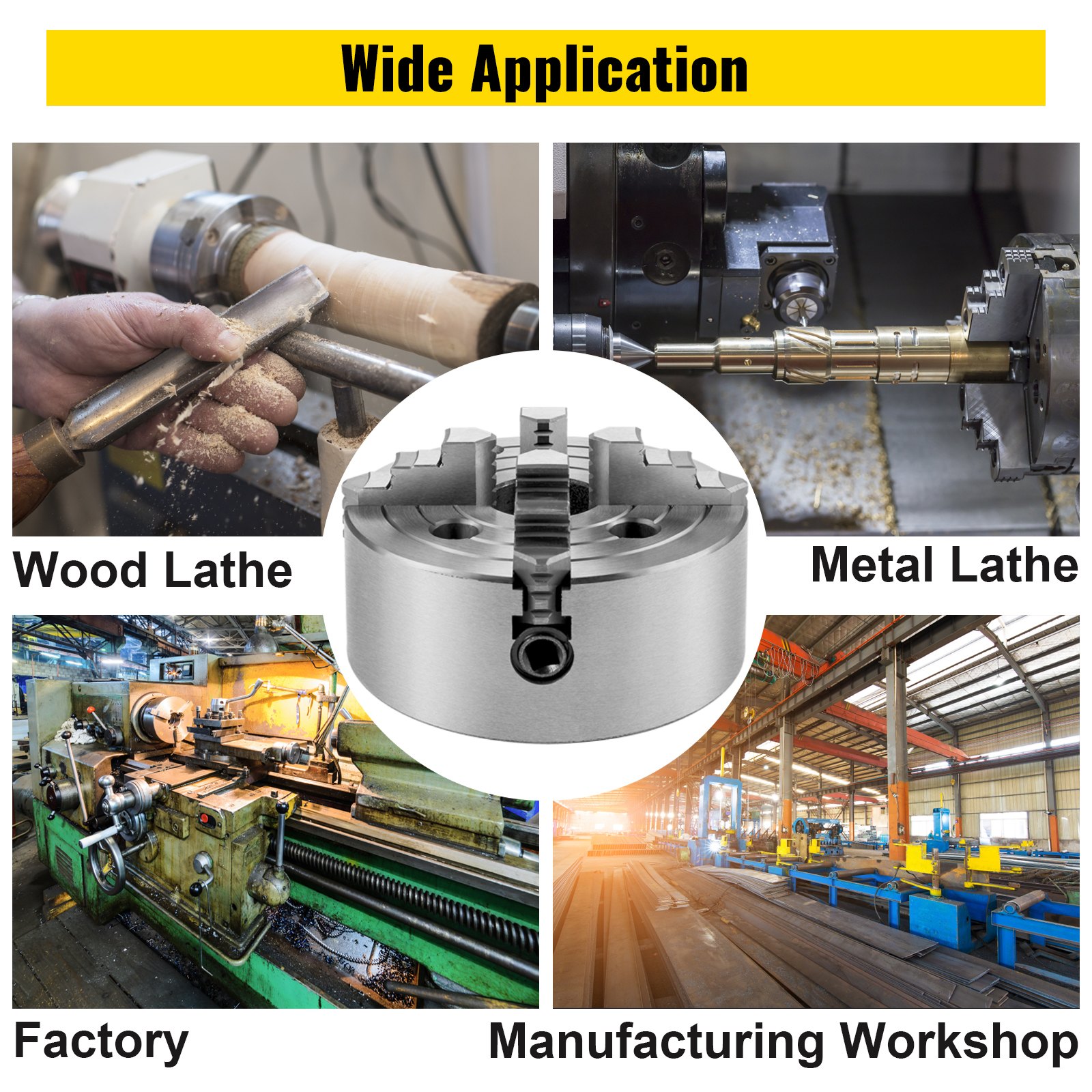 Vevor Mandrino Tornio 160mm Autocentrante A 4 Griffe Fresatura Di Rettificatrici