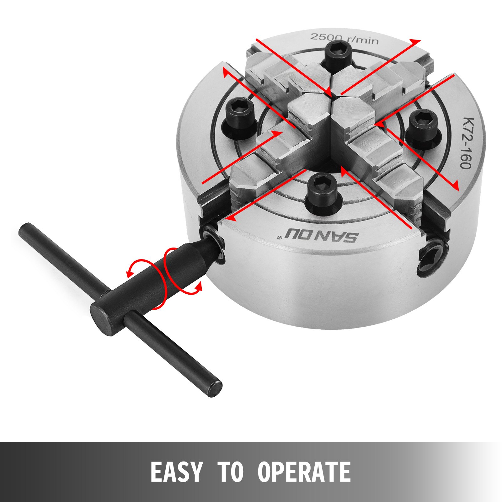 160 Mm autocentrante Per Tornio con 4 Griffe con Ganascia Reversibile K72-160