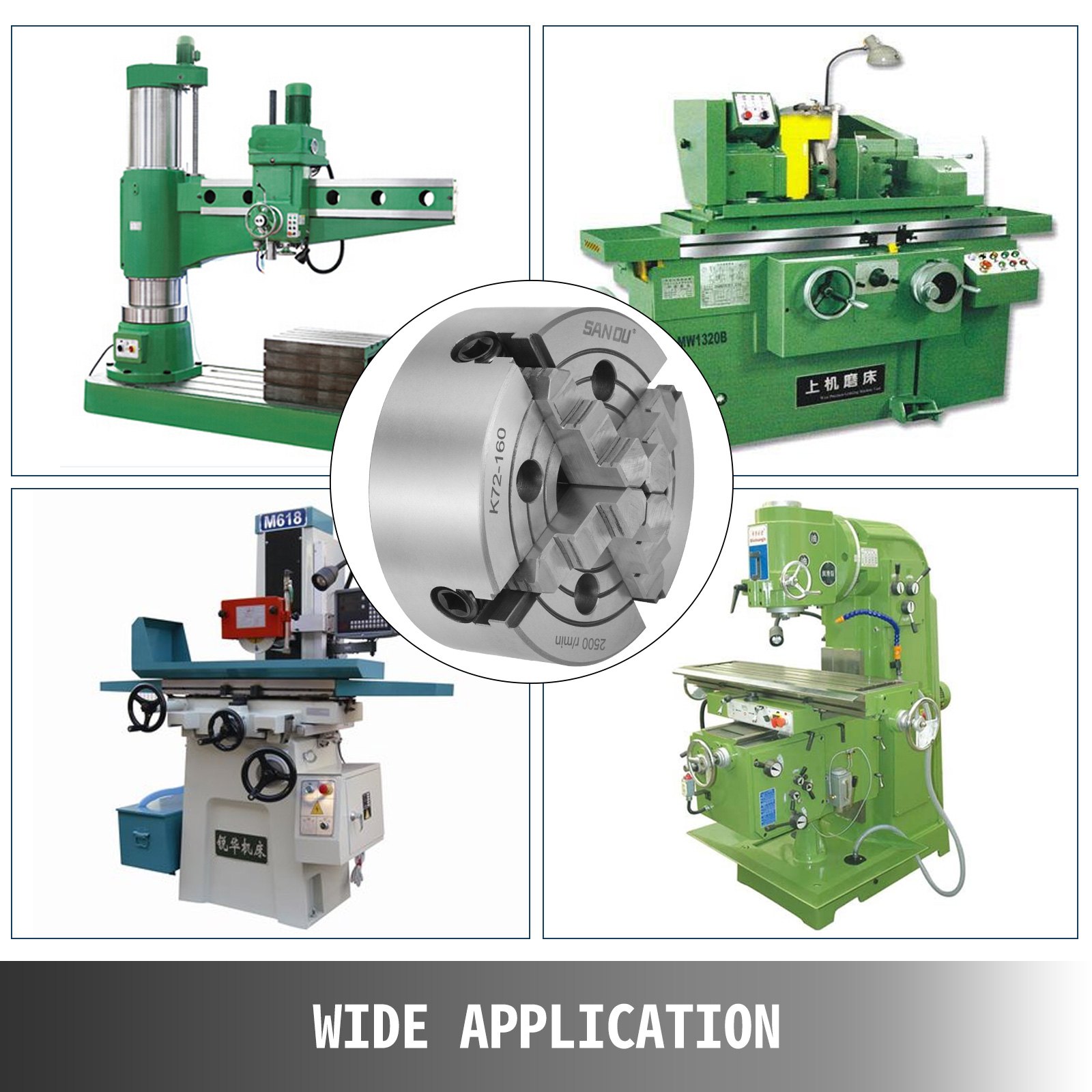 160 Mm autocentrante Per Tornio con 4 Griffe con Ganascia Reversibile K72-160