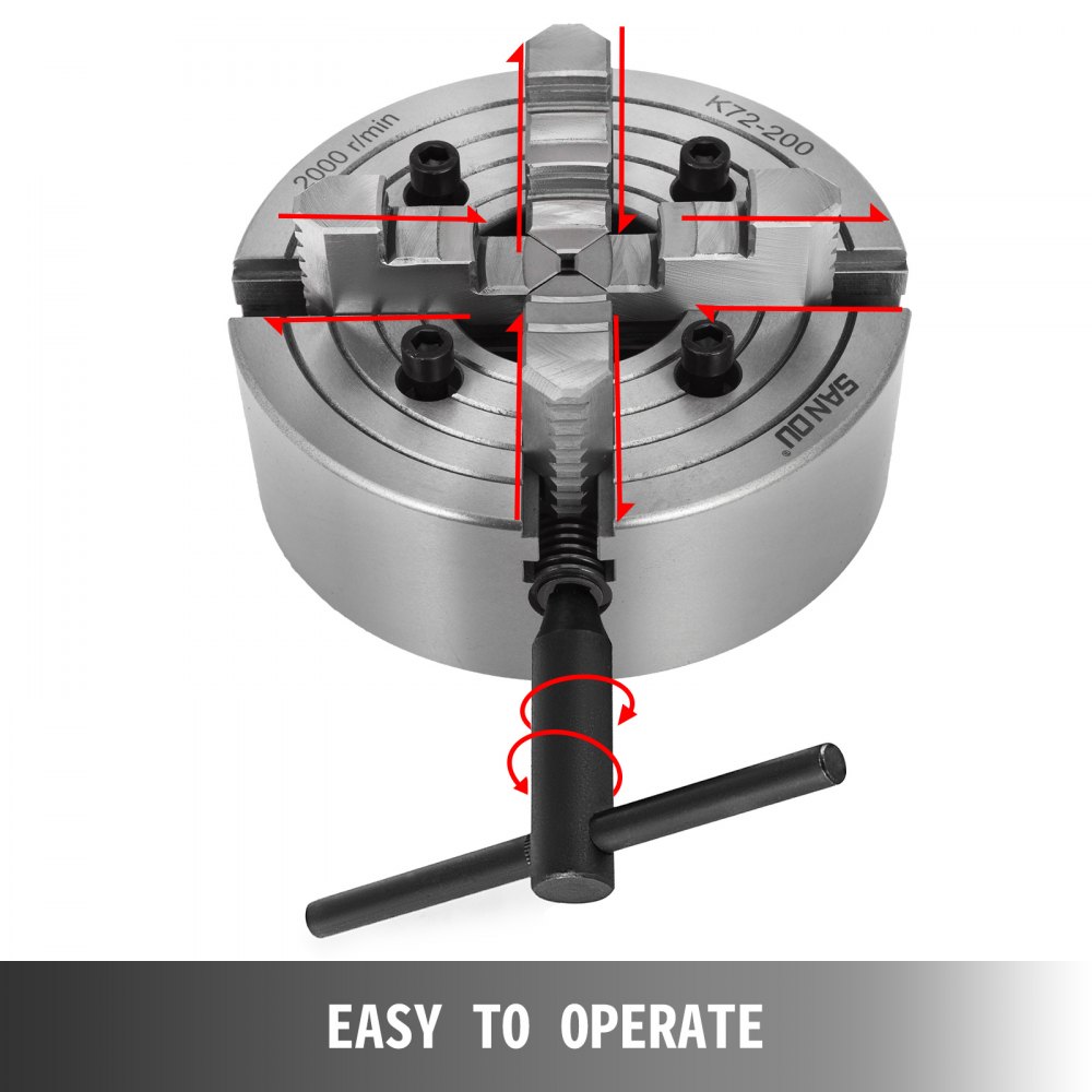 200 Mm autocentrante Per Tornio con 4 Griffe con Ganascia Reversibile K72-200