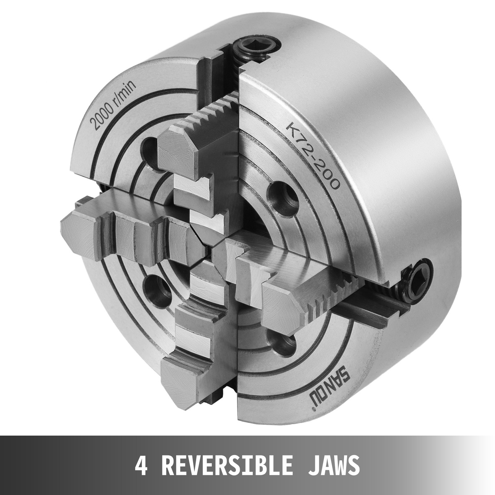 200 Mm autocentrante Per Tornio con 4 Griffe con Ganascia Reversibile K72-200