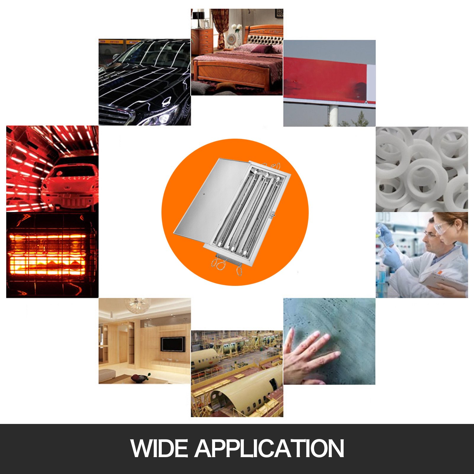 Lampada Essiccatore Infrarossi Per Carrozzeria 3kw 220v 8 Pezzi Riscaldamento