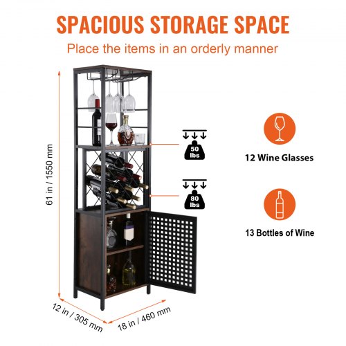 COSTWAY Mobile Bar Vino, Portabottiglie Industriale con 3 Ripiani, Porta Calici, Porte USB e Prese, Mobile Portabottiglie di Vino con Struttura in Metallo, 113 x 35 x 85 cm (Marrone COSTWAY Mobile Bar Vino, Portabottiglie Industriale con 3 Ripiani, Porta Calici, Porte USB e Prese, Mobile Portabottiglie di Vino con Struttura in Metallo, 113 x 35 x 85 cm (Marrone