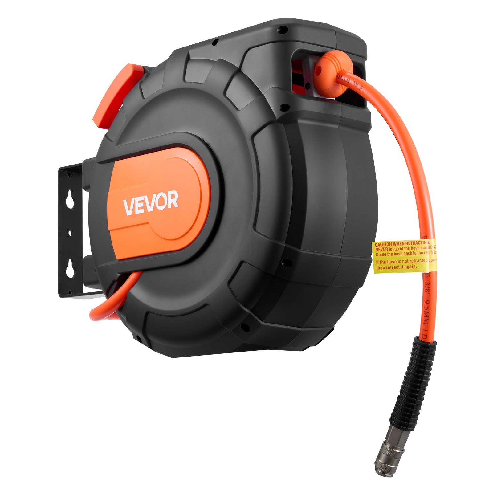 VEVOR Avvolgitubo per Tubi ad Aria Compressa Tubo Flessibile in PVC da 15 m x 9,5 mm, Massimo 300 PSI, con Riavvolgimento Automatico e Cavo da 1 m, Montaggio a Parete Girevole per Garage