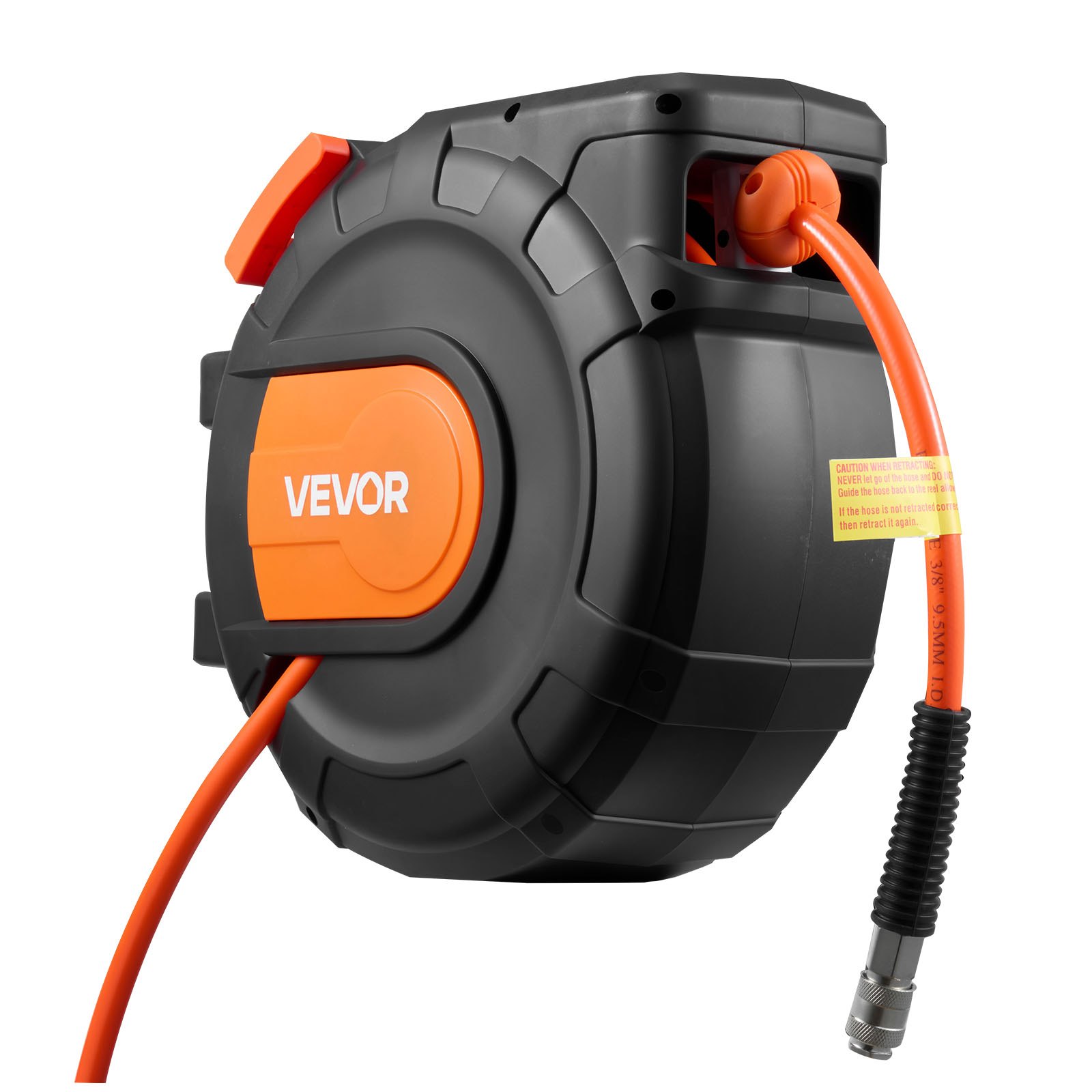 VEVOR Avvolgitubo per Tubi ad Aria Compressa Tubo Flessibile in PVC da 15 m x 9,5 mm, Massimo 300 PSI, con Riavvolgimento Automatico e Cavo da 1 m, Montaggio a Parete Girevole per Garage